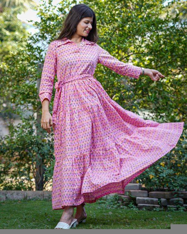 Spring Pink Tiered Dress