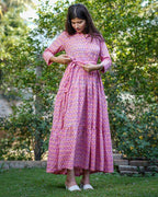 Spring Pink Tiered Dress