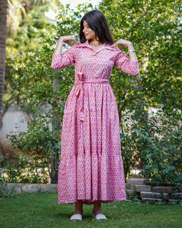 Spring Pink Tiered Dress