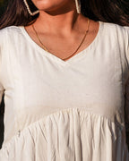 Snowy White Tiered Maternity Dress