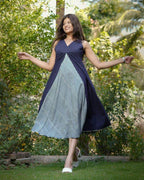 Blue Loma Indie Lines Long Maternity Dress