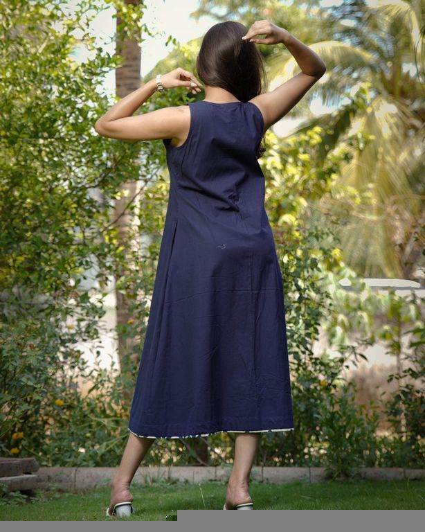 Blue Loma Indie Lines Long Maternity Dress