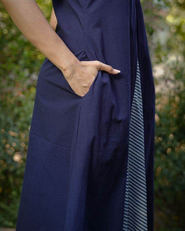 Blue Loma Indie Lines Long Maternity Dress
