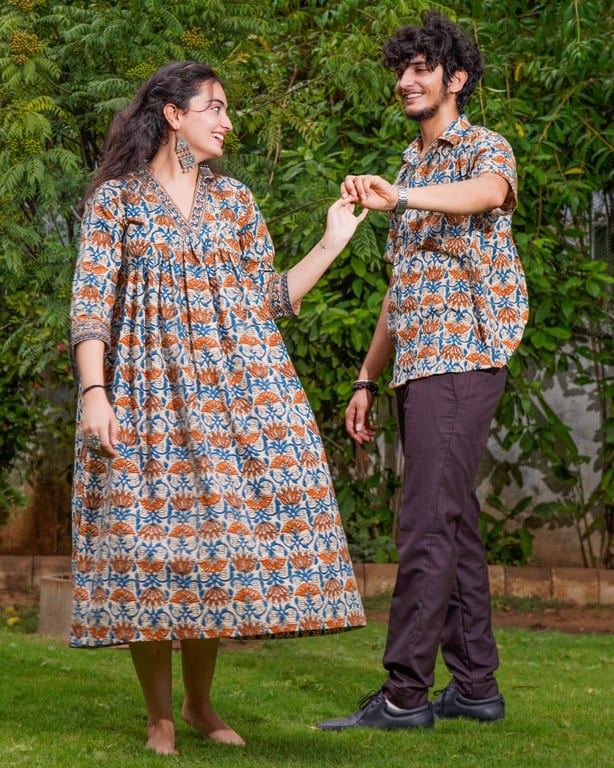 Caramel Floral Couple Twinning Outfit Main image