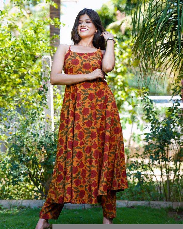 Gerua Floral Spaghetti Palazzo Set