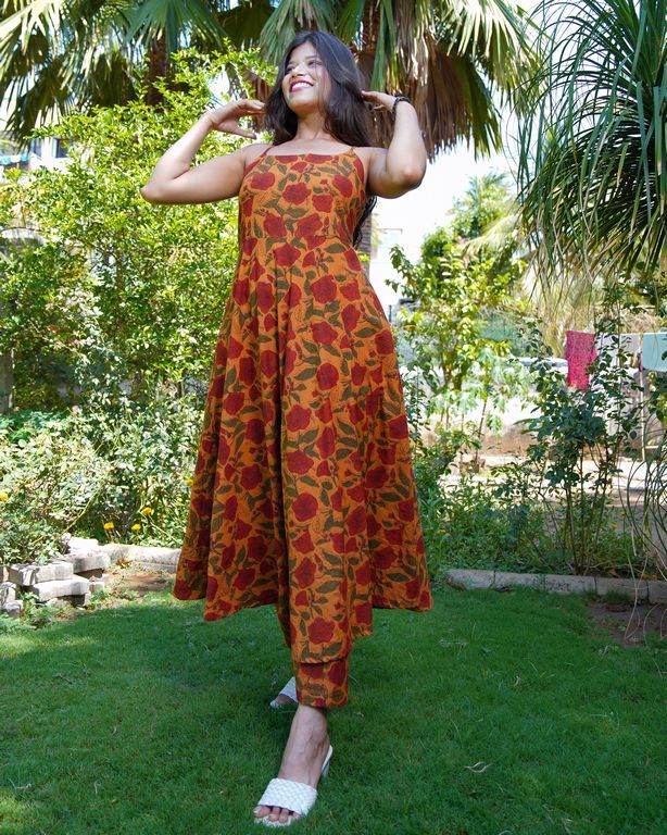 Gerua Floral Spaghetti Palazzo Set