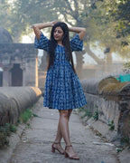 Indigo Warli Short Dress