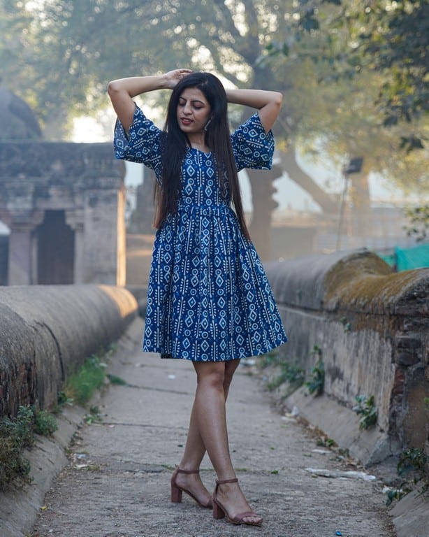 Indigo Warli Short Dress