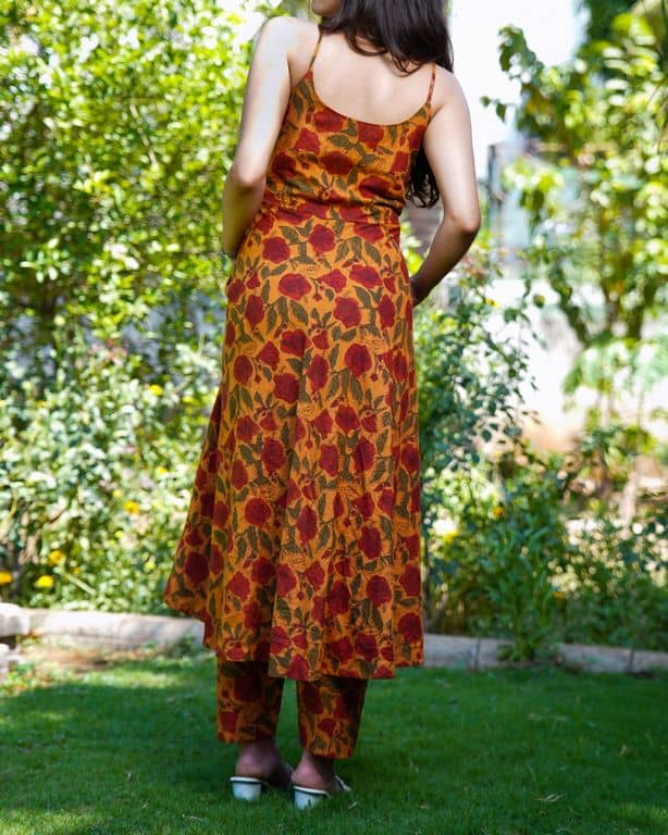 Gerua Floral Spaghetti Palazzo Set