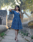 Indigo Warli Short Dress