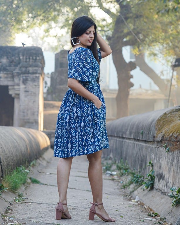 Indigo Warli Short Dress