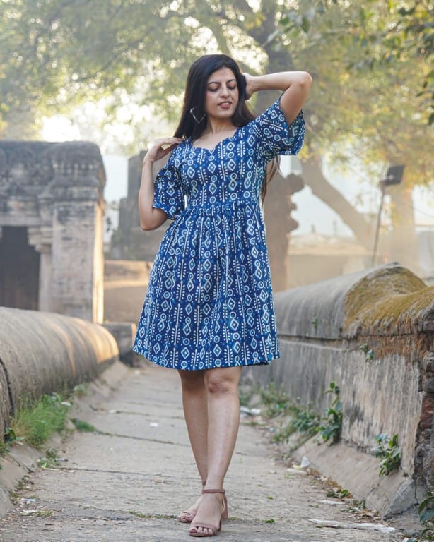 Indigo Warli Short Dress