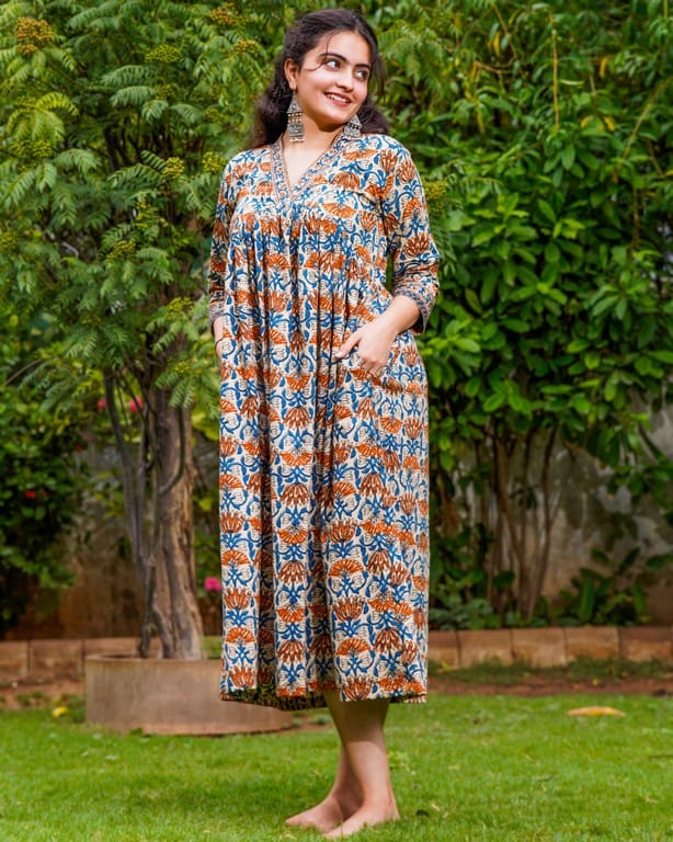 Caramel Floral Dress