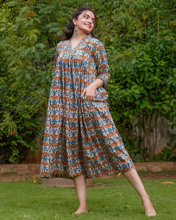 Caramel Floral Dress