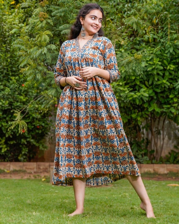 Caramel Floral Dress