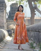 Orange Blossom Flair Ikat Dress