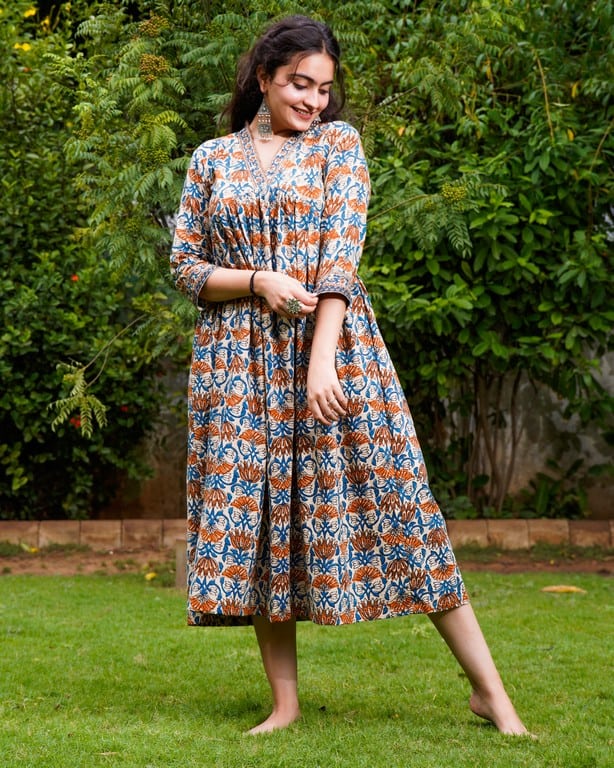 Caramel Floral Dress