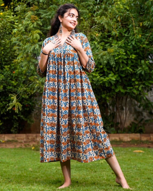 Caramel Floral Dress