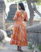 Orange Blossom Flair Ikat Dress