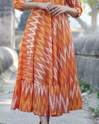 Orange Blossom Flair Ikat Dress