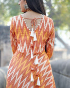 Orange Blossom Flair Ikat Dress