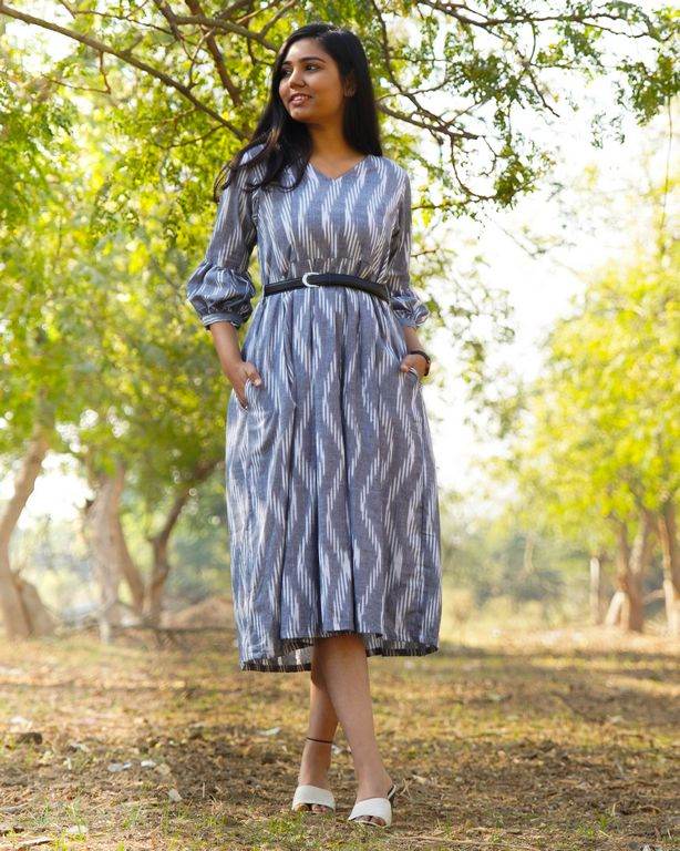 Grey Blast Dress with Belt