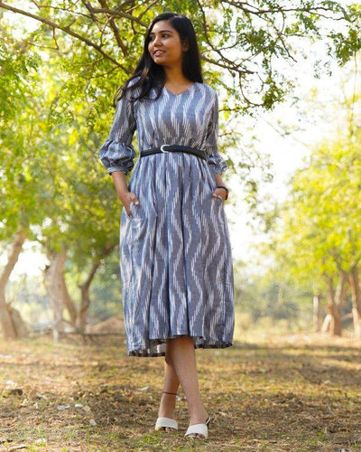 Grey Blast Dress with Belt