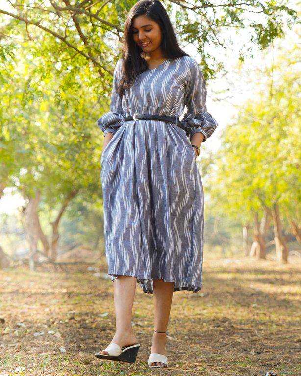 Grey Blast Dress with Belt