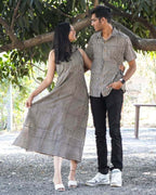 Black Striped Halter Midi Couple Set
