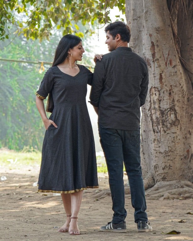 Black Kantha Couple Set