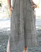 Black Striped Halter Midi Couple Set