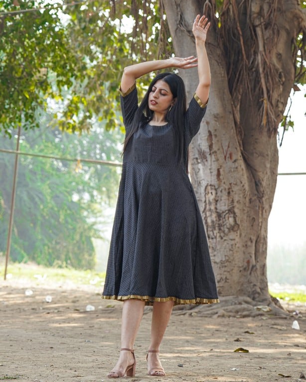 Black Kantha Dress