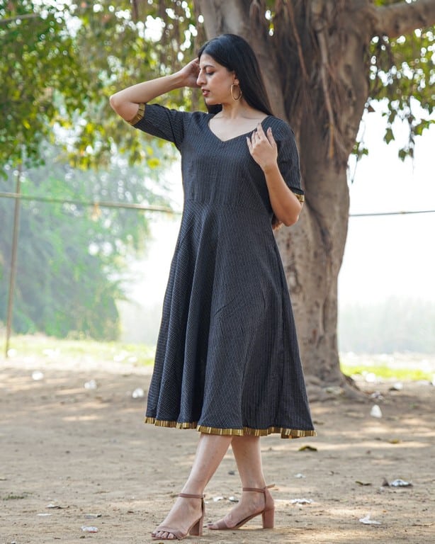 Black Kantha Dress
