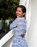 Blue & White Striped Jumpsuit