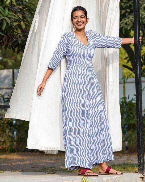 Blue & White Striped Jumpsuit