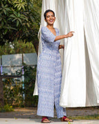 Blue & White Striped Jumpsuit