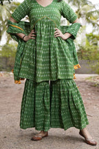 Green Ikat Sharara Kurta Set