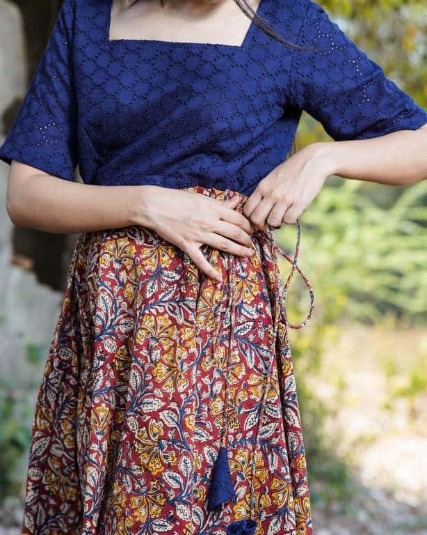 Leafy Wood Blue CutWork Dress