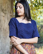 Leafy Wood Blue CutWork Dress