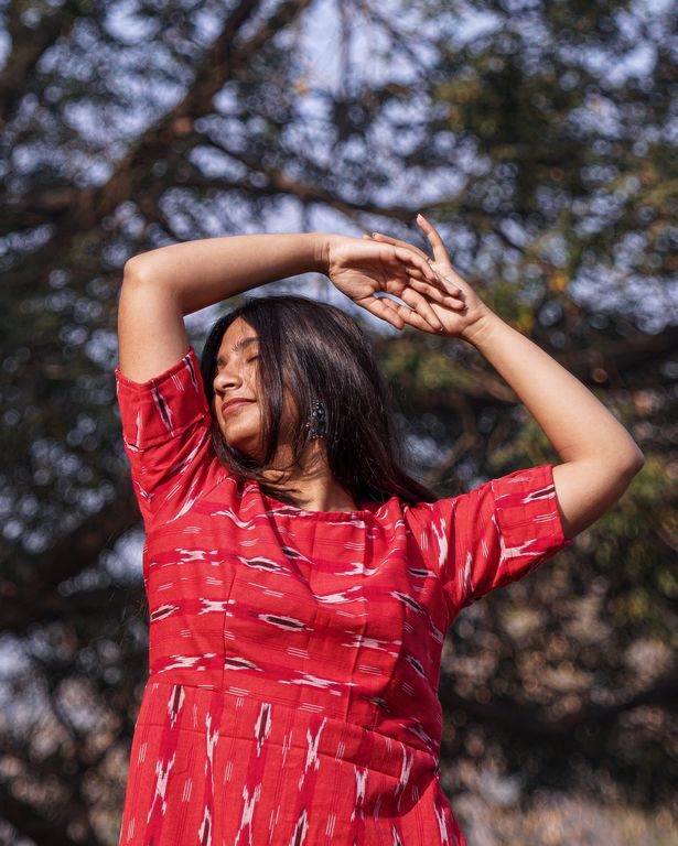 Red Shift Ikat Dress