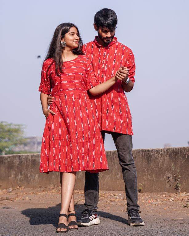Red Shift Ikat Couple Set