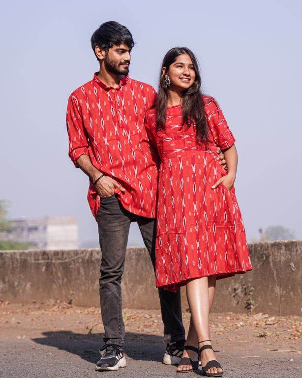 Red Shift Ikat Couple Set