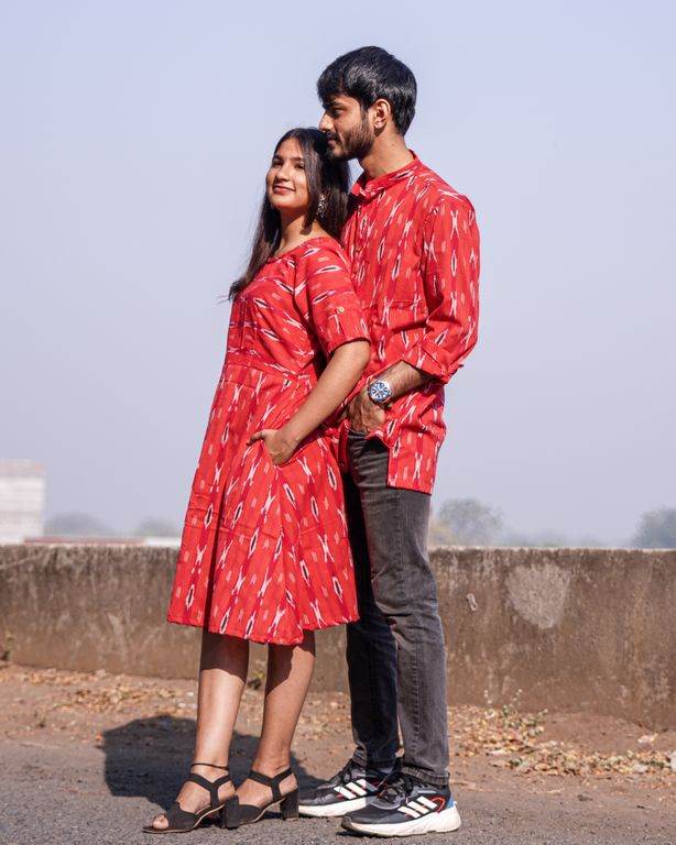 Red Shift Ikat Couple Set