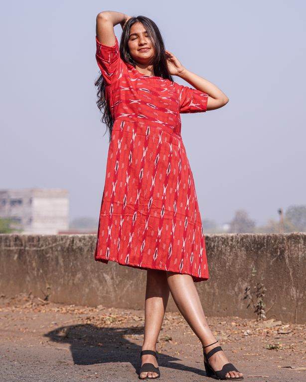 Red Shift Ikat Dress