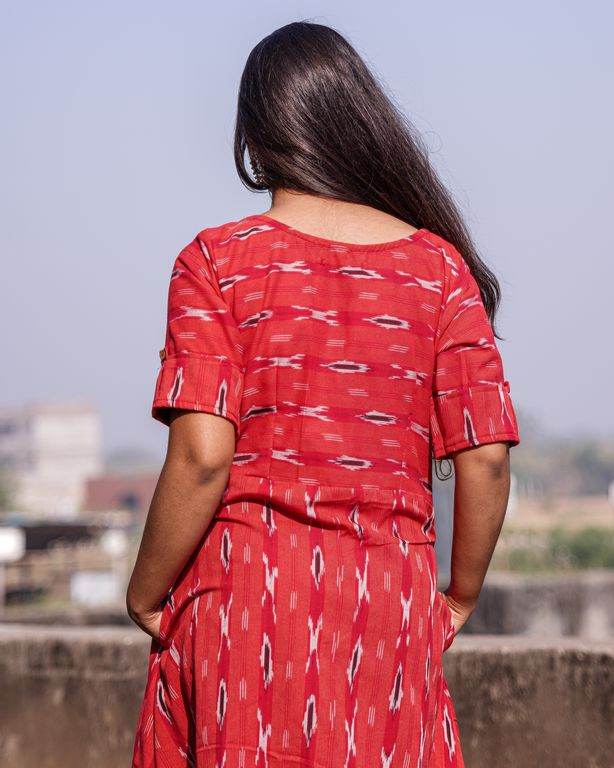 Red Shift Ikat Dress