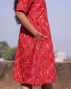 Red Shift Ikat Dress