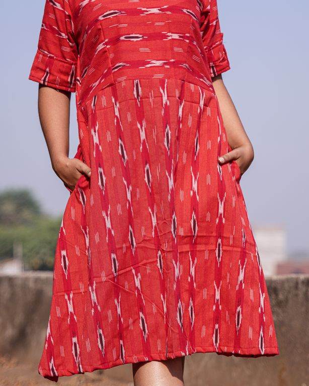 Red Shift Ikat Dress