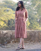 Brick Red Collared Maternity Dress