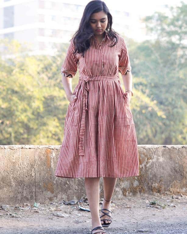 Brick Red Collared Maternity Dress
