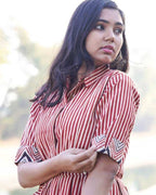 Brick Red Collared Maternity Dress